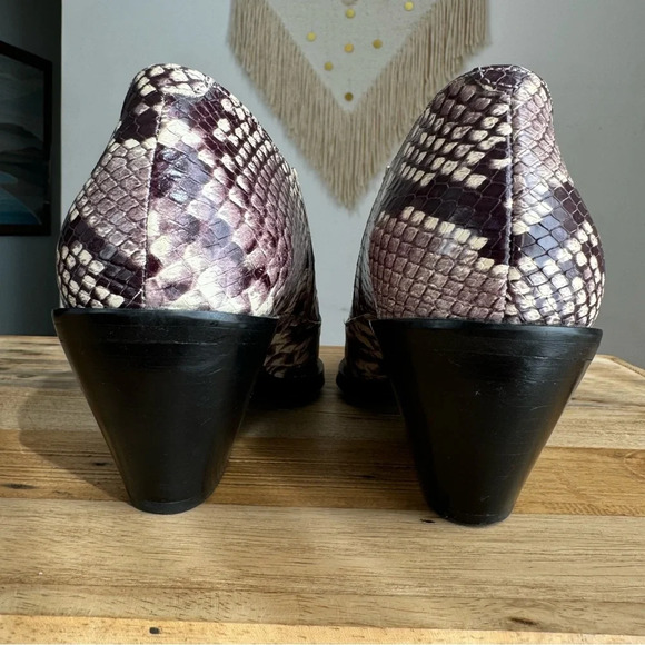 & other stories Brown Snake Skin Leather Pointed Toe Western Ankle Boots Size 7 - Picture 8 of 15